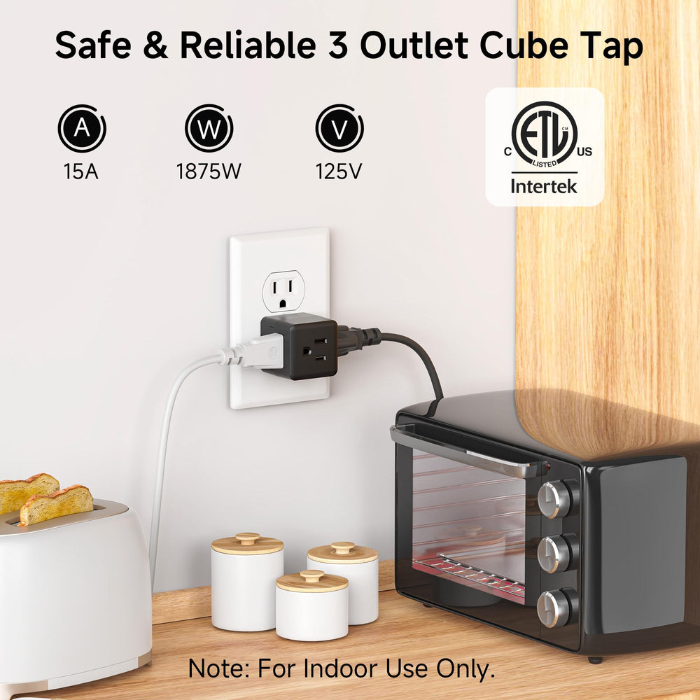Cable Matters grounded cube tap travel pack; stay powered on the go with three outlets.