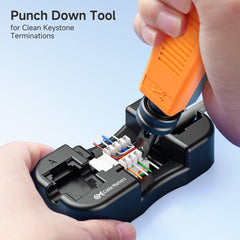 Cable Matters punch-down stand supports 90-degree jacks for efficient installation