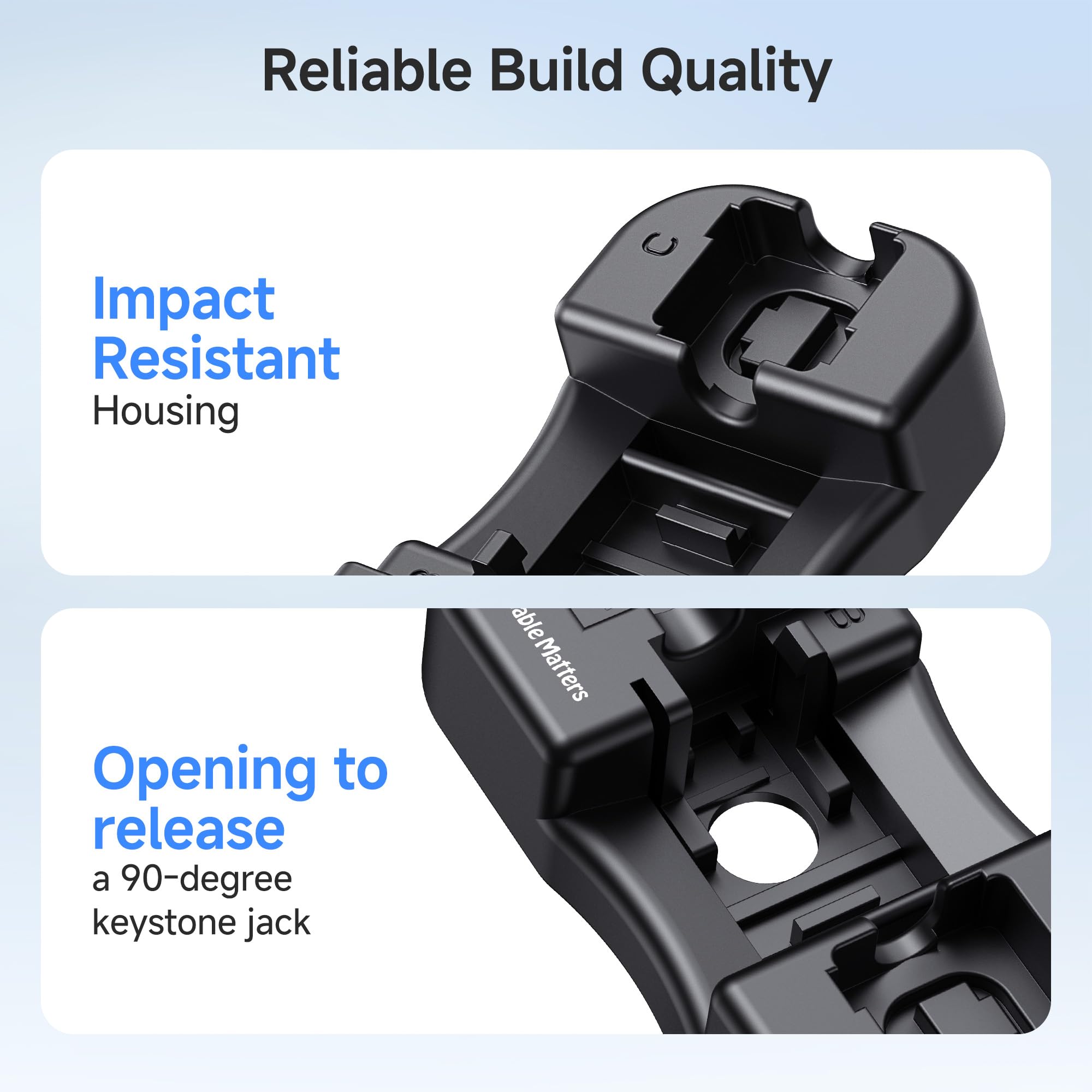 Cable Matters safe termination surface enables cleaner seating with 110, Krone, or 66 tools