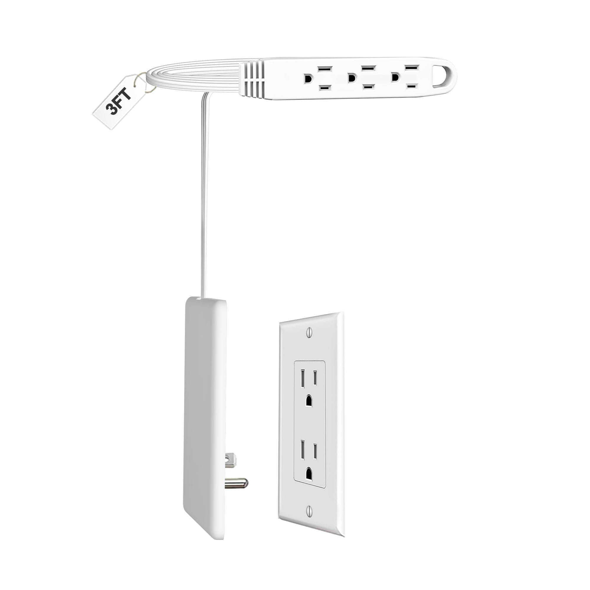 CABOCASA 3ft ultra-flat plug extension with multiple outlets for clutter-free power