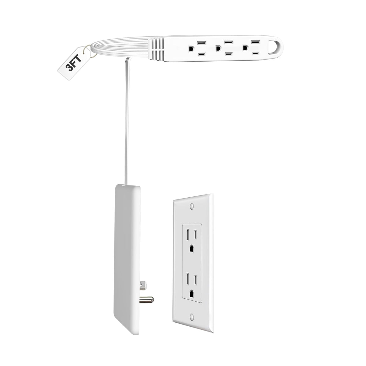 CABOCASA 3ft ultra-flat plug extension with multiple outlets for clutter-free power
