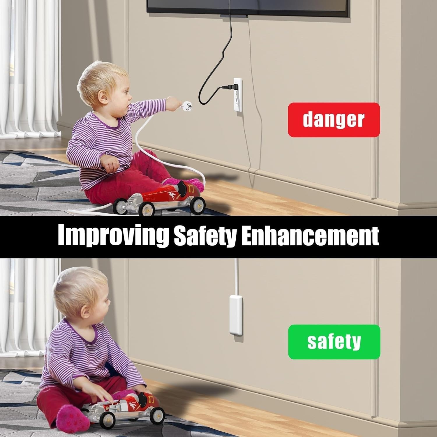 CABOCASA child-proof outlet concealer helps keep outlets safe from curious kids