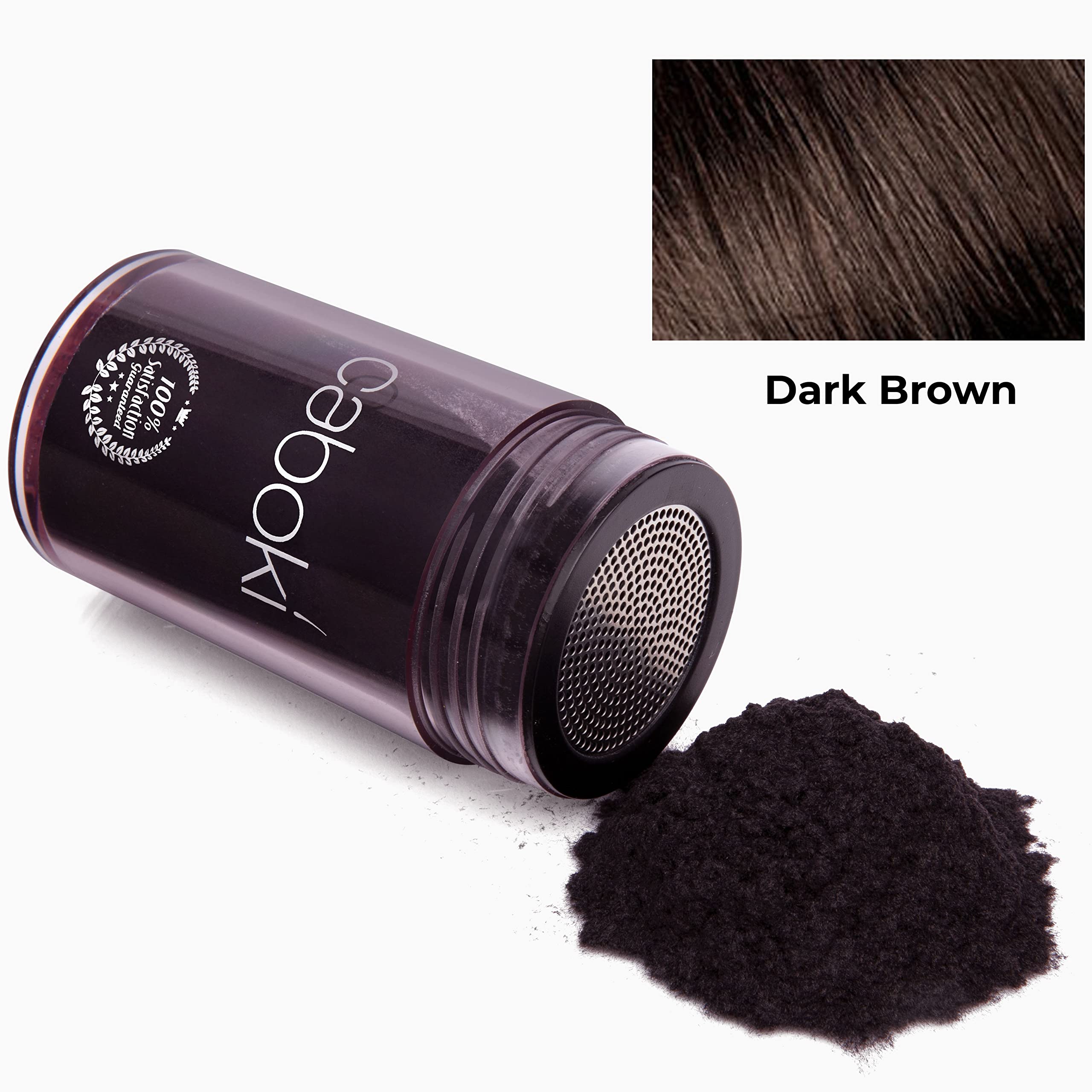 Caboki shade match in dark brown for root color blending
