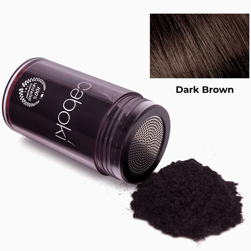 Caboki shade match in dark brown for root color blending