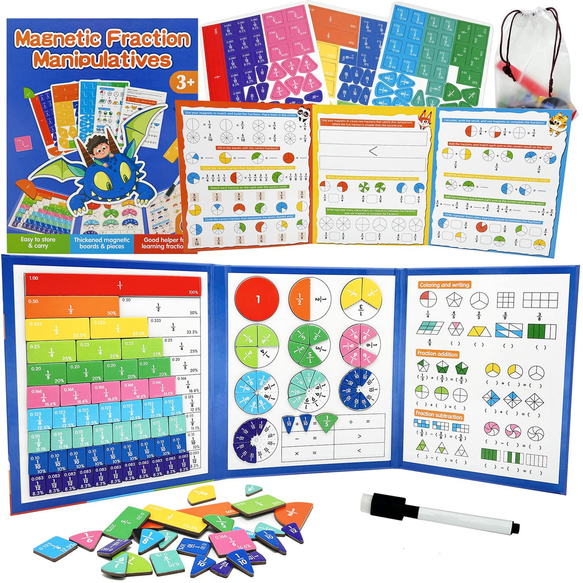 CABVIP magnetic fraction tiles on board for visual part-whole learning