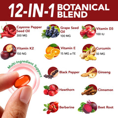 Cacukn Cayenne Pepper Capsules label closeup highlighting the 12-in-1 formula.
