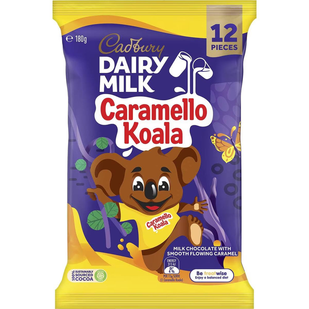 Cadbury Caramello Koala Sharepack packaging featuring the koala character, ideal for sharing.