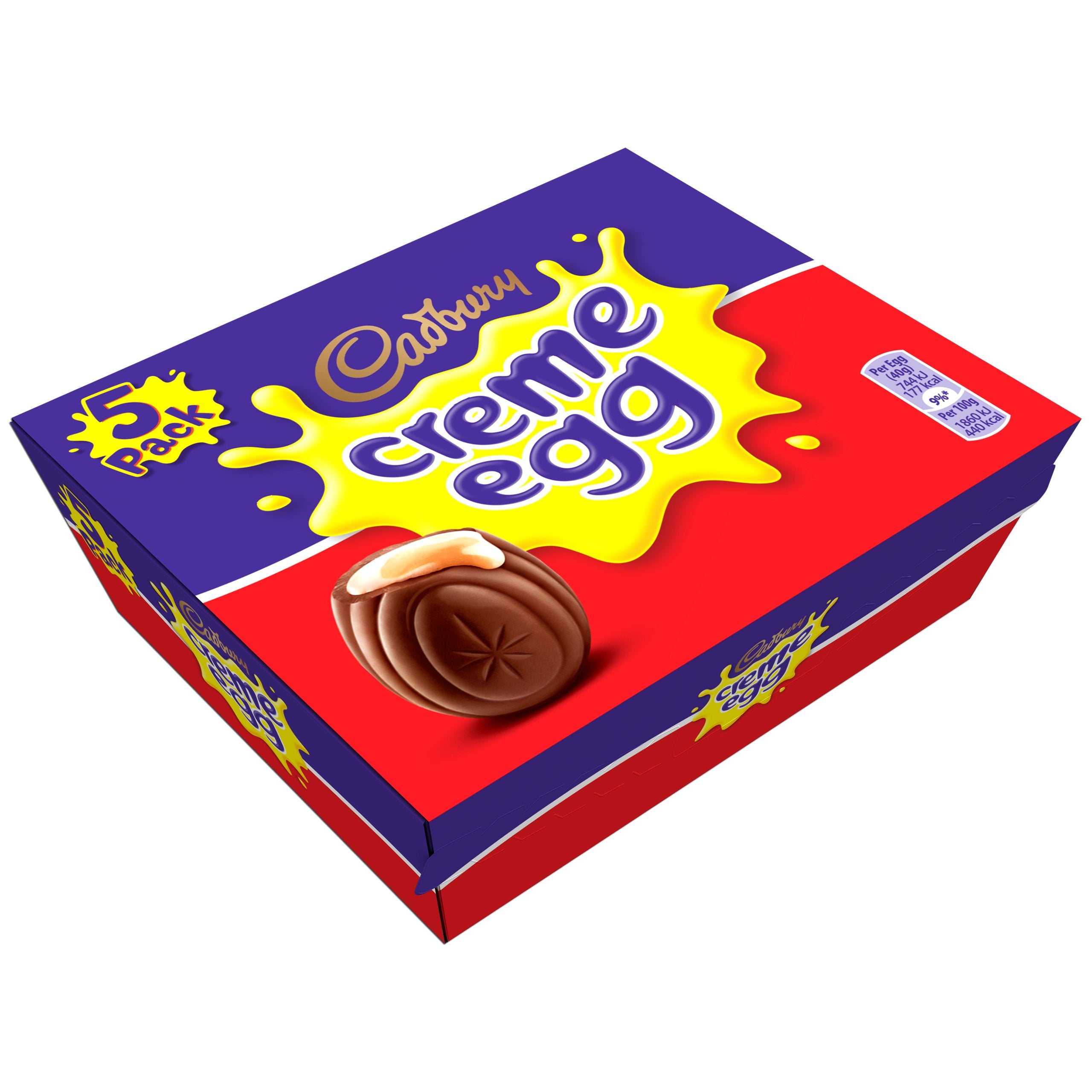 Cadbury Creme Egg 5-pack 200g pack shot highlighting shareable chocolate and creamy center