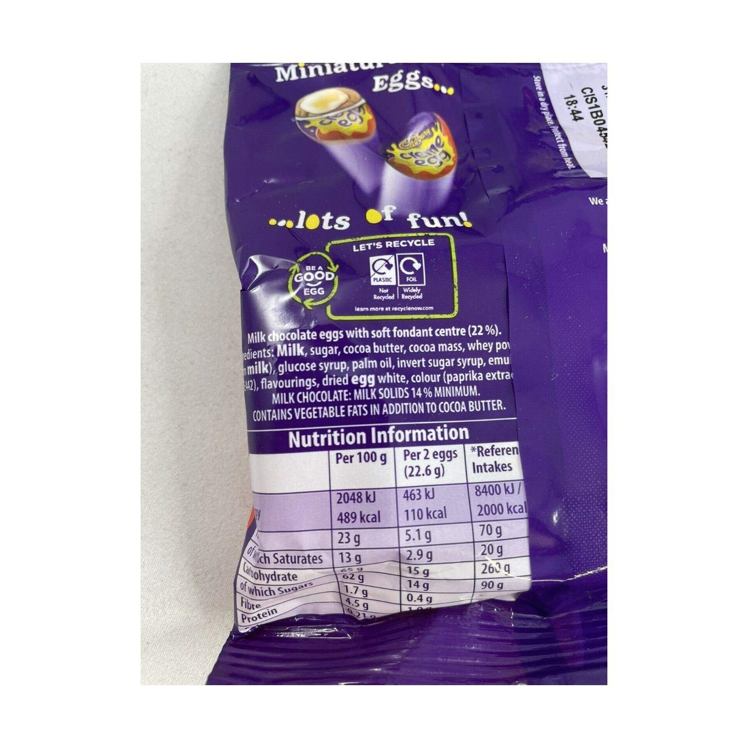 Cadbury Creme Egg Minis open-pack showcasing individually wrapped minis.