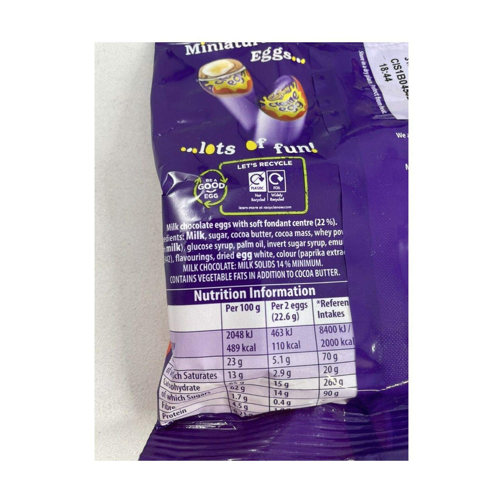 Cadbury Creme Egg Minis open-pack showcasing individually wrapped minis.