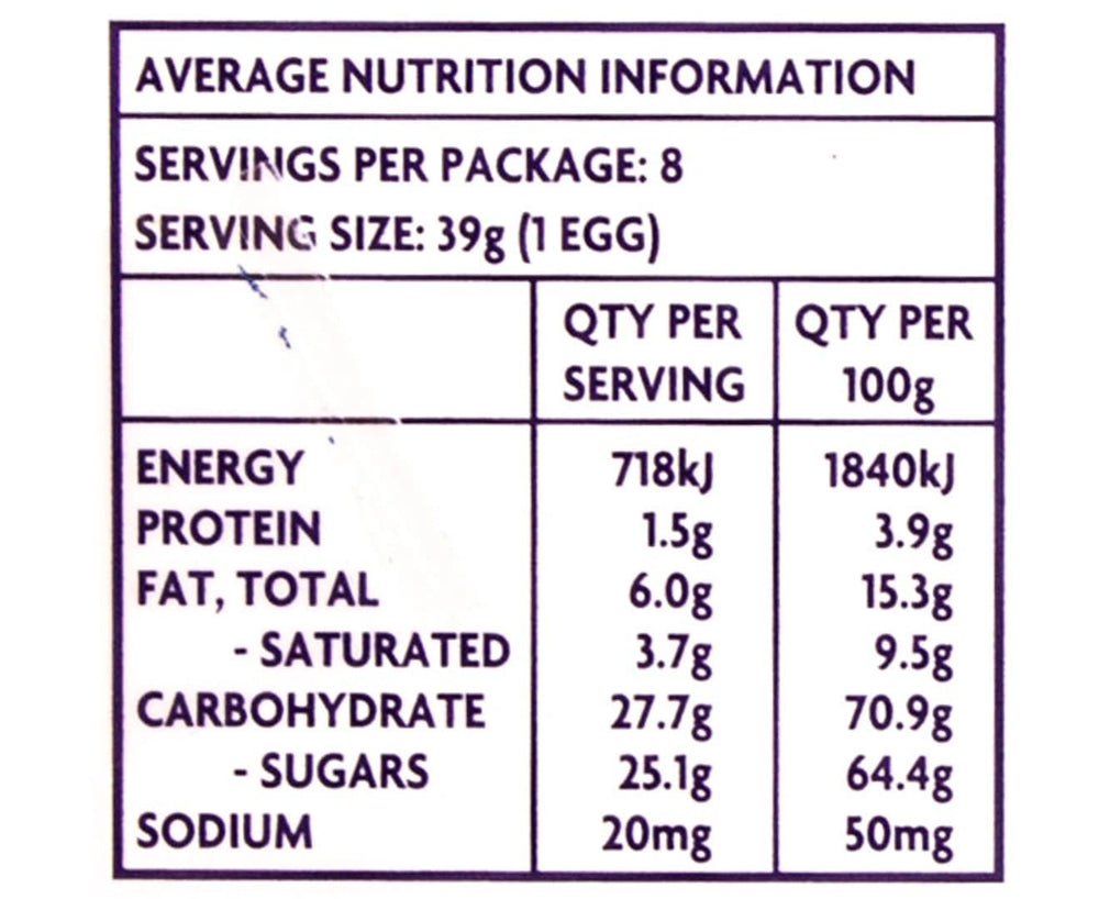 Cadbury Creme Eggs 8-pack pack shot showing eight wrapped eggs