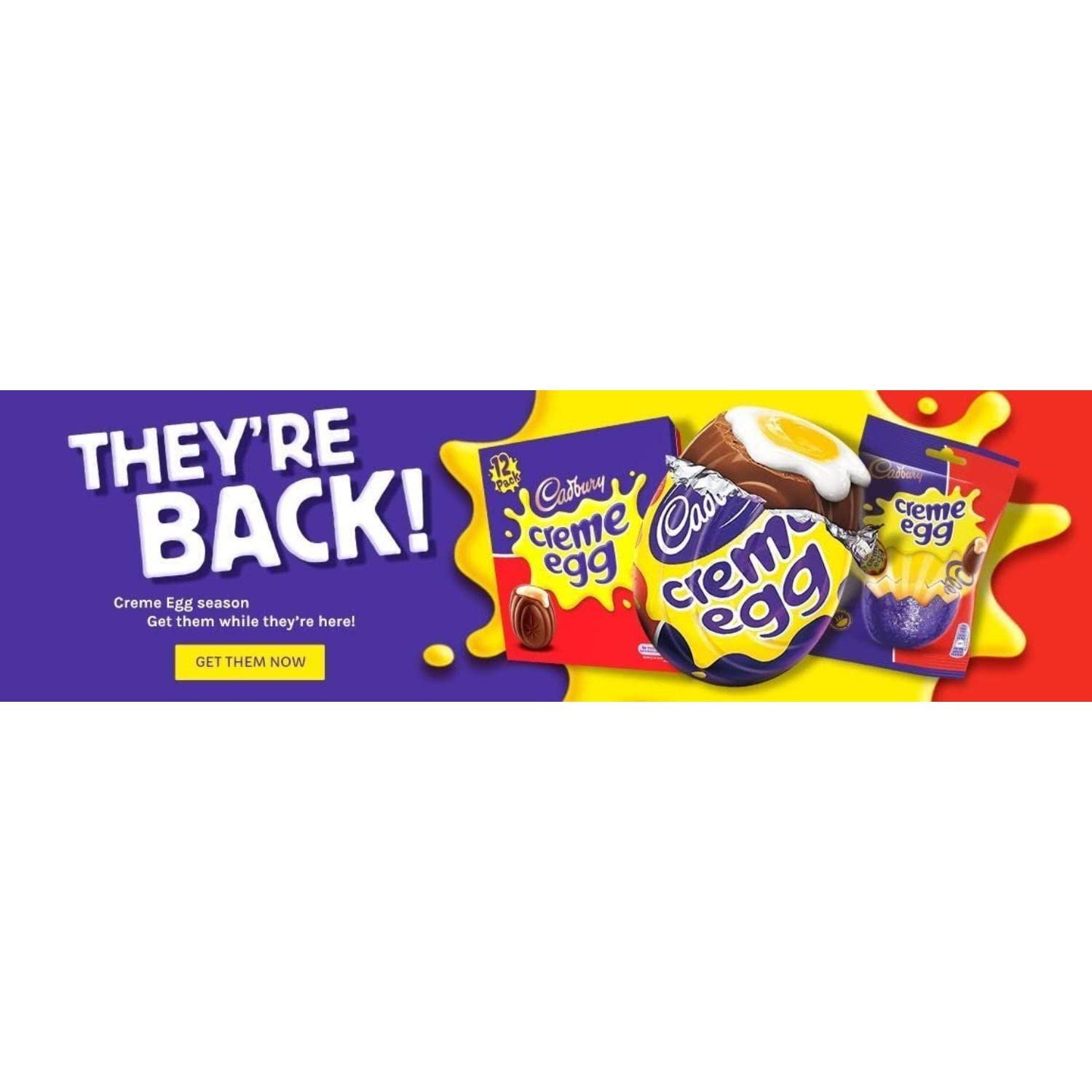 Cadbury Creme Eggs packaging on display highlighting premium chocolate.