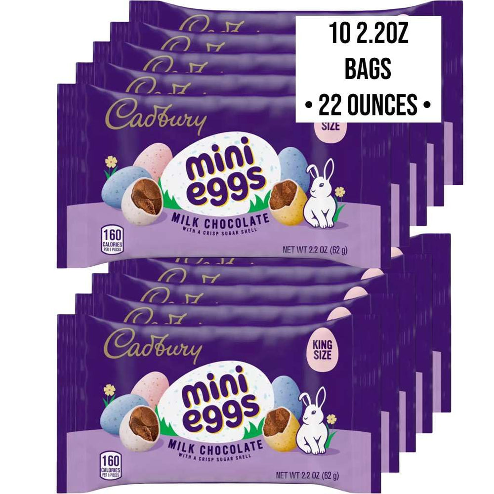 Cadbury Mini Eggs 2.2 oz bag, handy for on-the-go snacking.