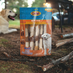 Cadet Shish Kabob combines chicken and sweet potato with beef hide for a savory chew.