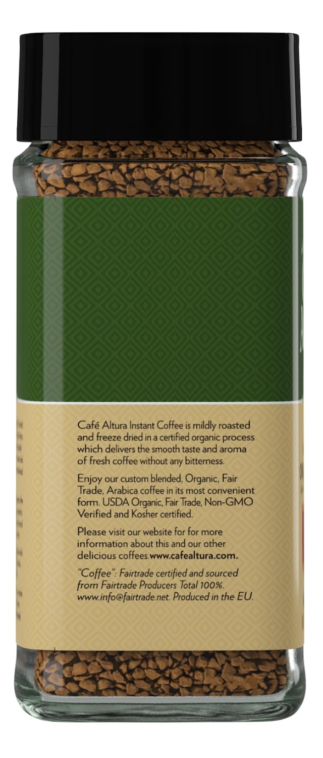 Cafe Altura coffee powder dissolving in water, highlighting instant mix convenience.
