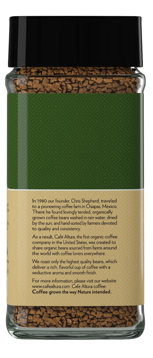 Cafe Altura decaf option with chemical-free processing label.