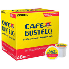 Cafe Bustelo Espresso Roast K-Cup packs ready for a bold morning brew.