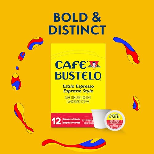 Cafe Bustelo espresso style dark roast K-Cup pods brewing aroma