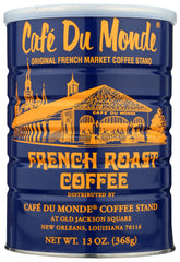 Cafe Du Monde French Roast coffee cup with steam for a bold start to your day.