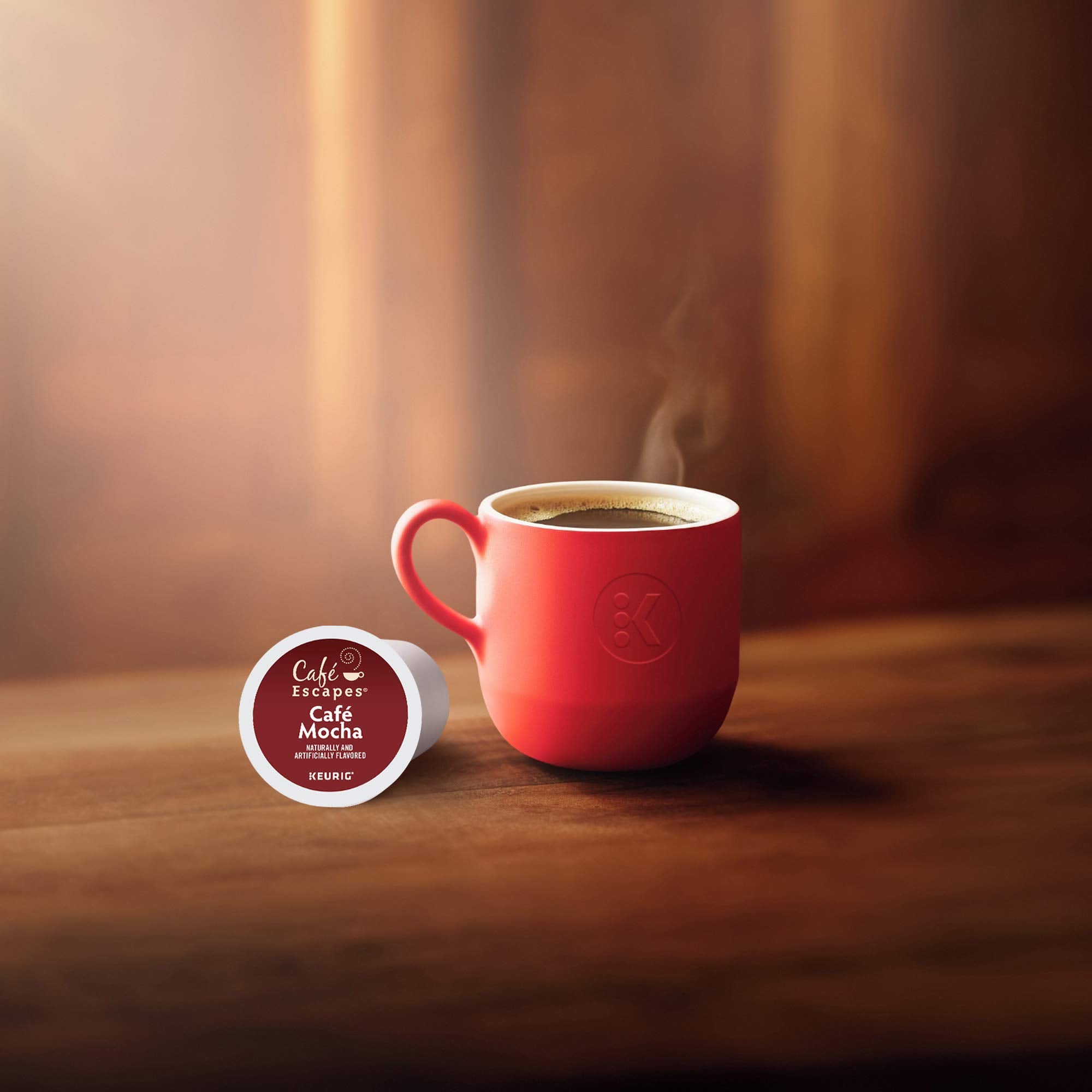 Cafe Escapes Cafe Mocha k-cup pod shows single-serve convenience for busy mornings.