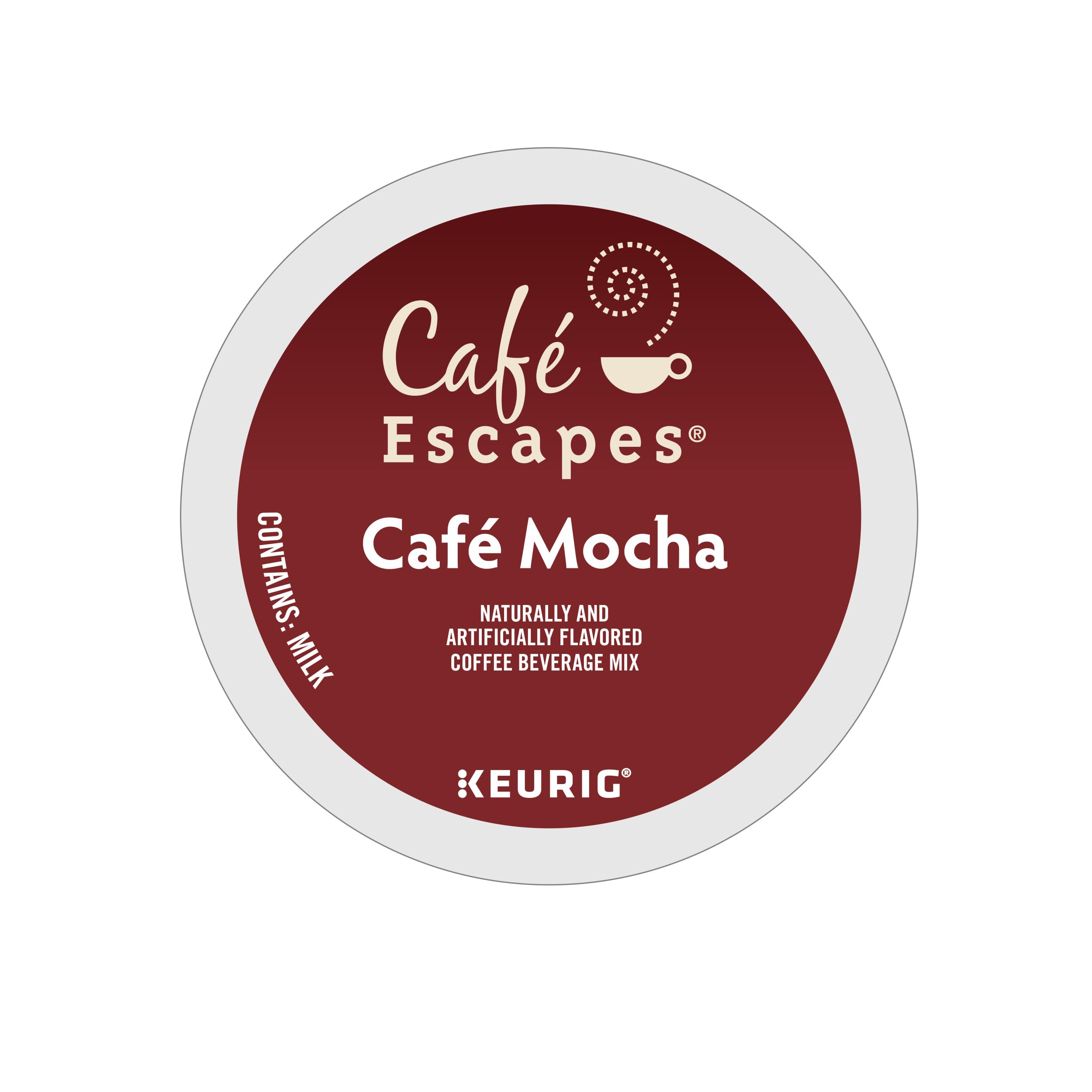 Cafe Escapes Cafe Mocha milk swirl highlights rich flavor with low-calorie pleasure.