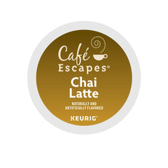 Cafe Escapes chai latte tea pods on display box for quick cravings