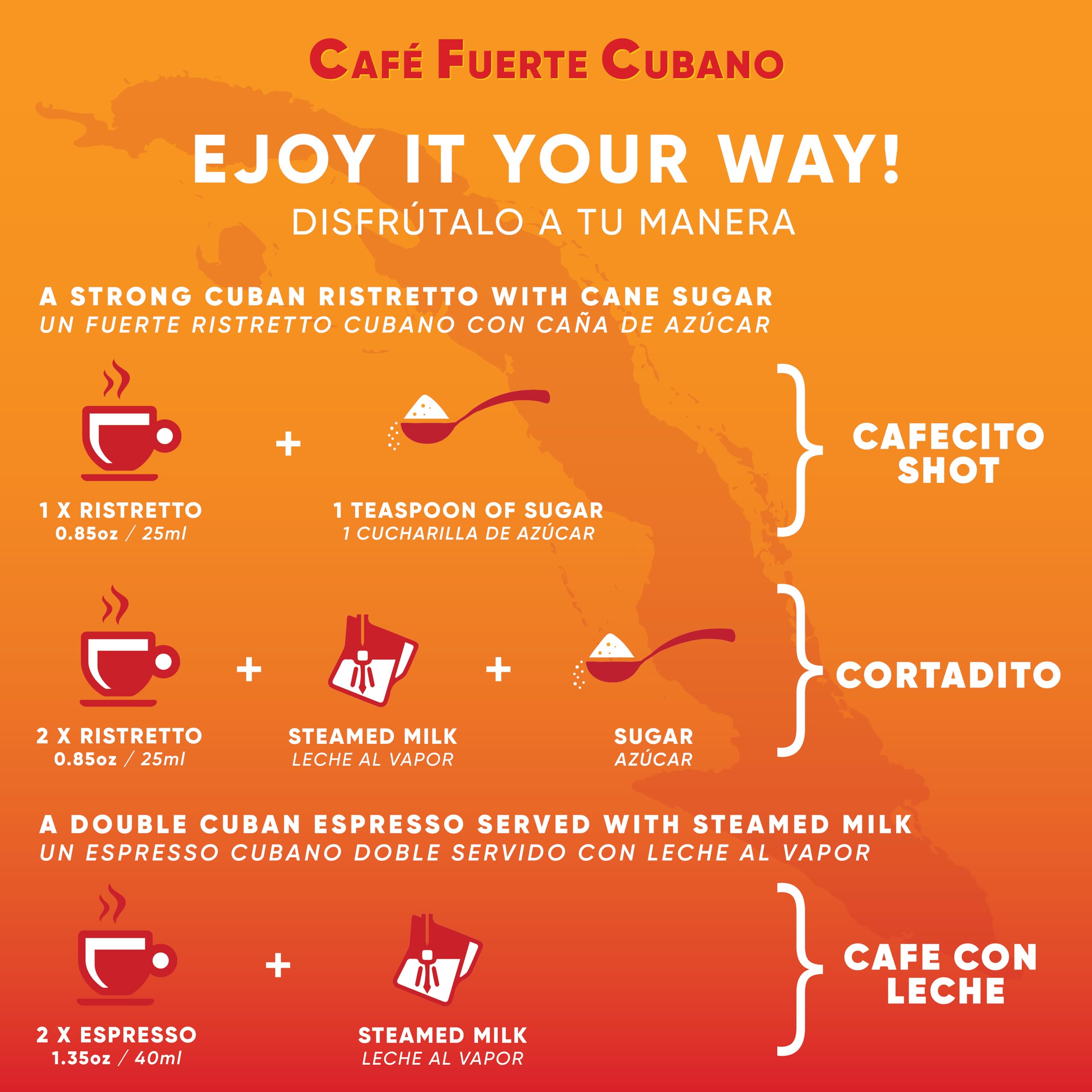 Cafe Fuerte Cubano compatible with Breville and DeLonghi machines.
