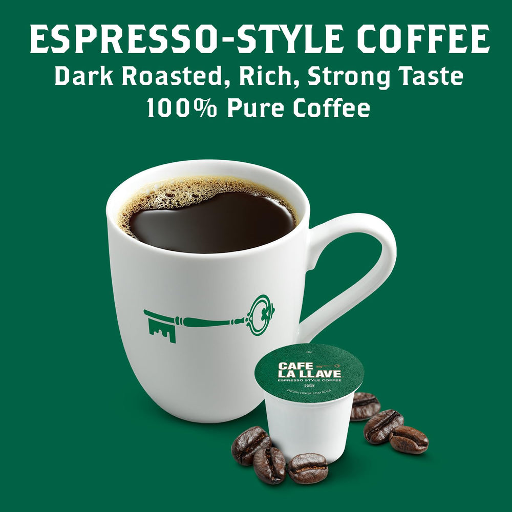 Espresso-style pod close-up shows rich aroma and chocolate notes.