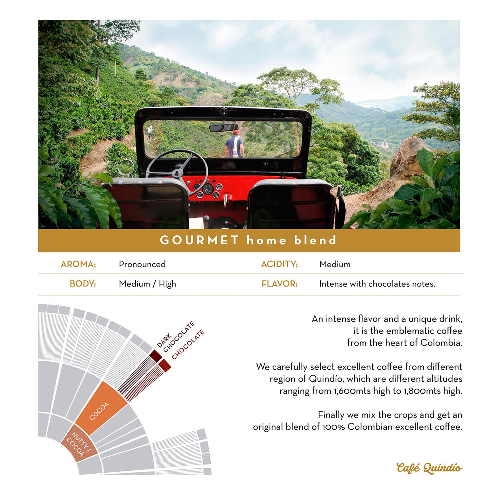 Cafe Quindio packaging design shot, conveying premium freshness for home use