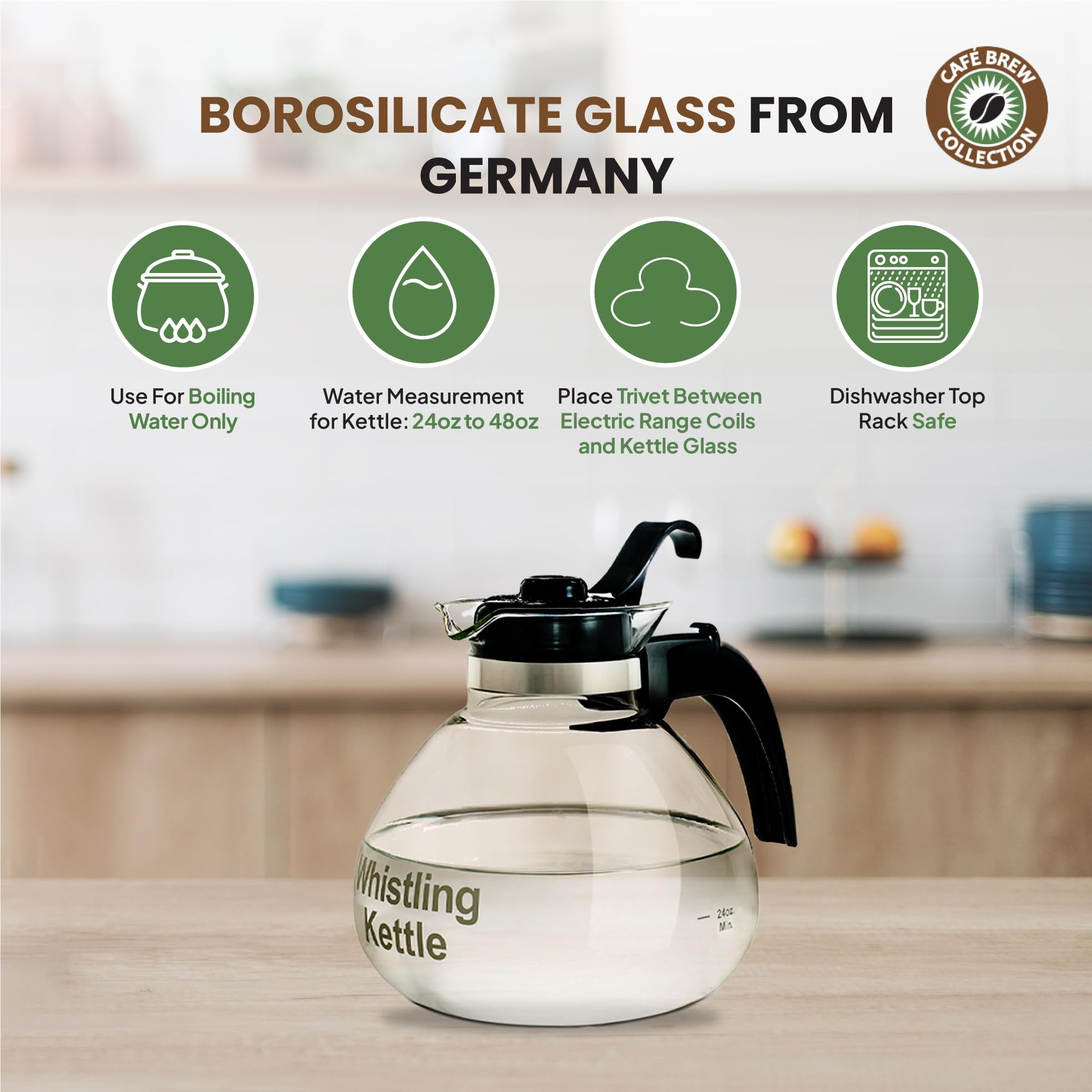 CAFÉ BREW COLLECTION DURAN borosilicate glass offers heat resistance and clarity.