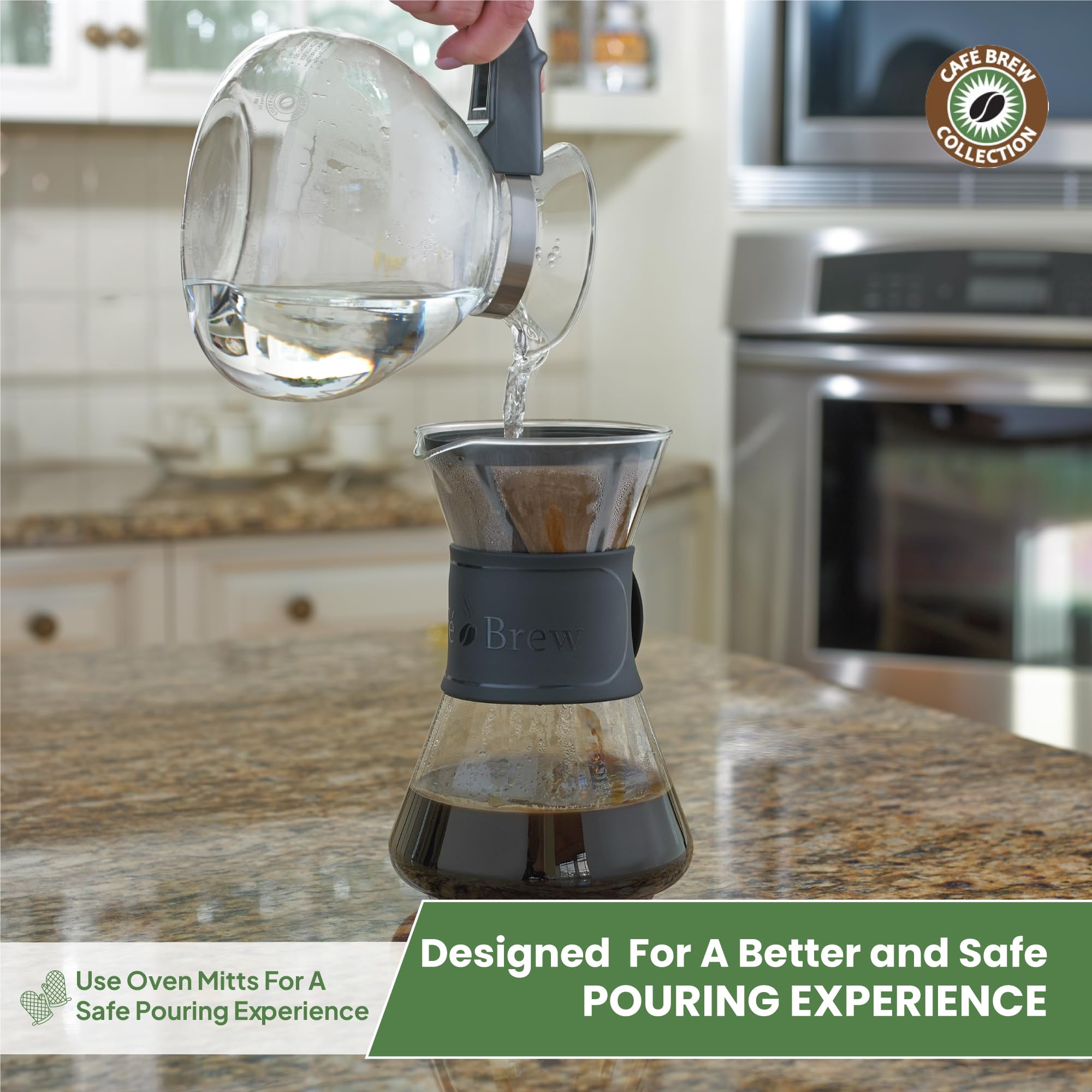 CAFÉ BREW COLLECTION includes a heat-diffusing trivet for electric ranges.