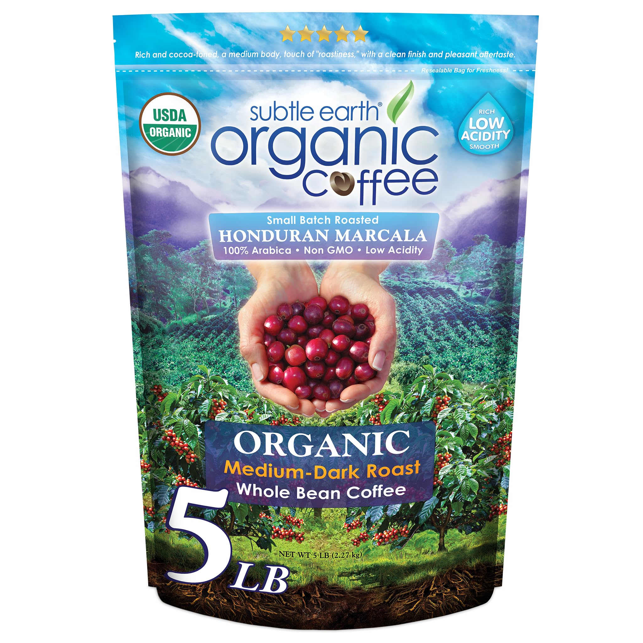 Cafe Don Pablo Subtle Earth organic coffee bag with earthy aroma