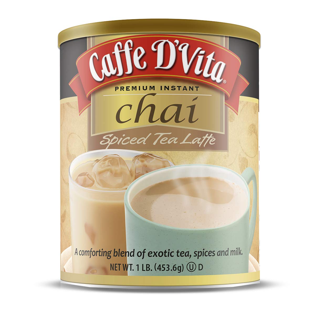 Caffe D'Vita Spiced Chai Latte can front shows premium flavor in every cup.