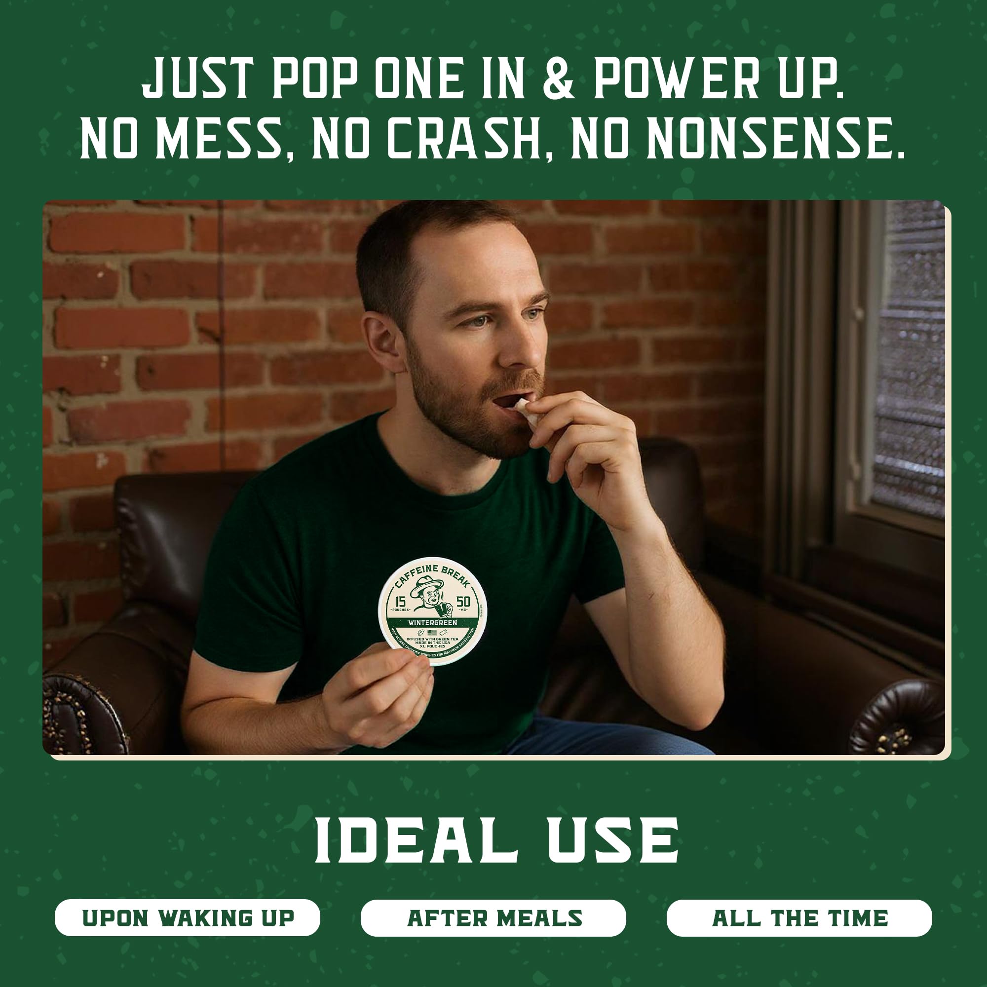 Caffeine Break Wintergreen energy boost for workouts or desk work.