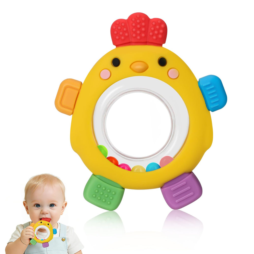 CAHILON Easter baby teether with textured silicone for soothing gums on the go