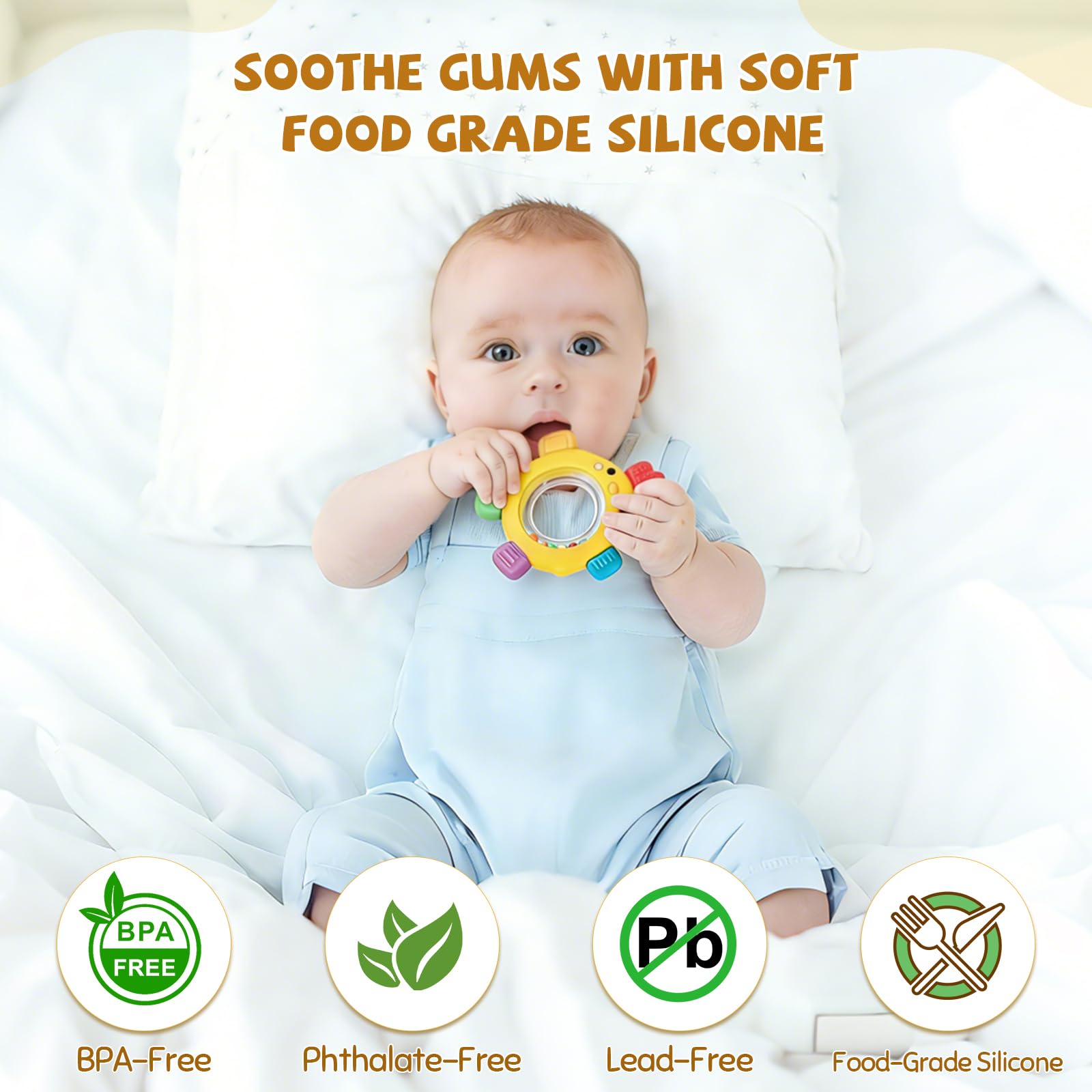 CAHILON silicone teether made from safe, BPA-free materials for worry-free chewing