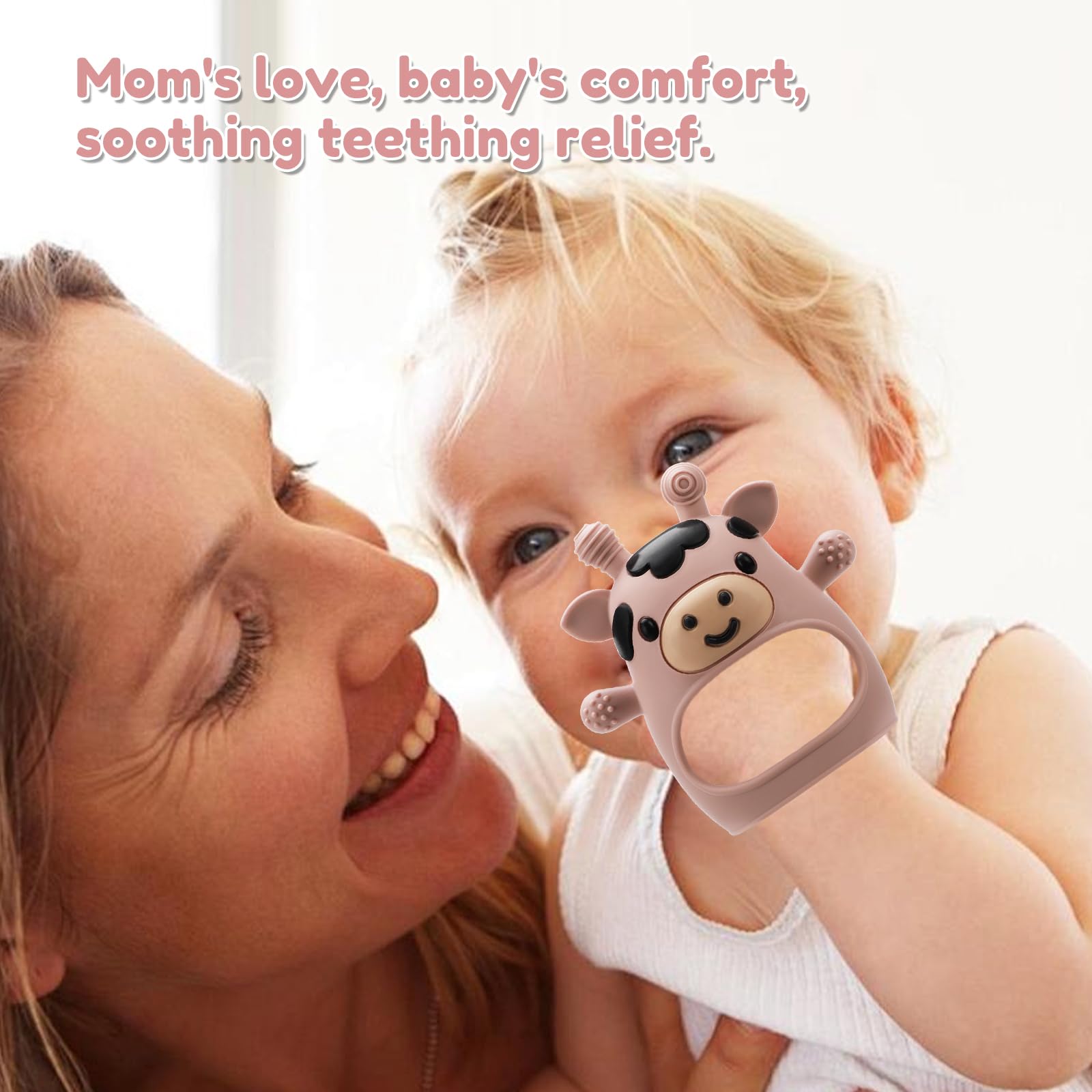 CAHILON teether features a colorful design for visual and tactile stimulation