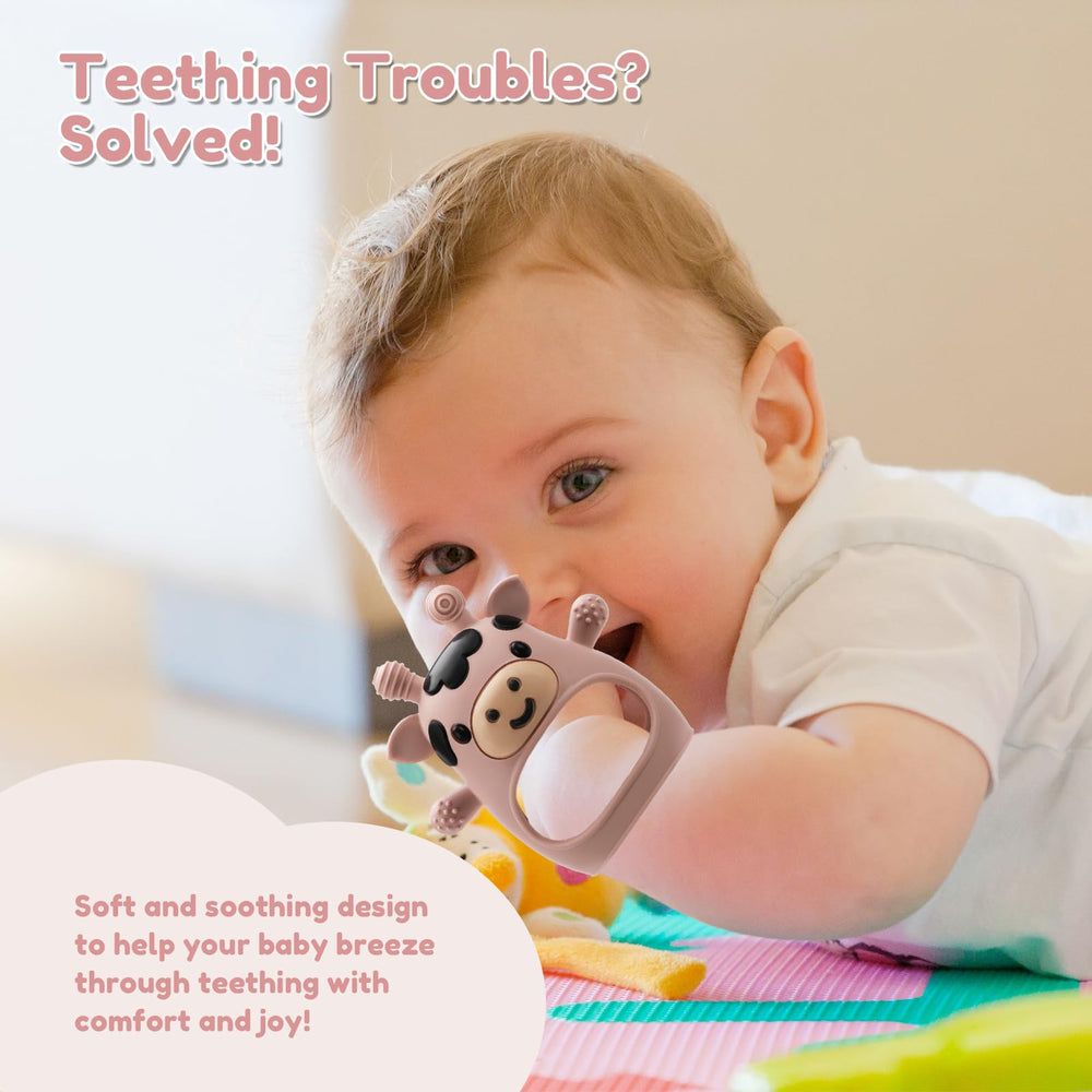 CAHILON teether wrist mitten adjustable strap keeps it secure on little hands