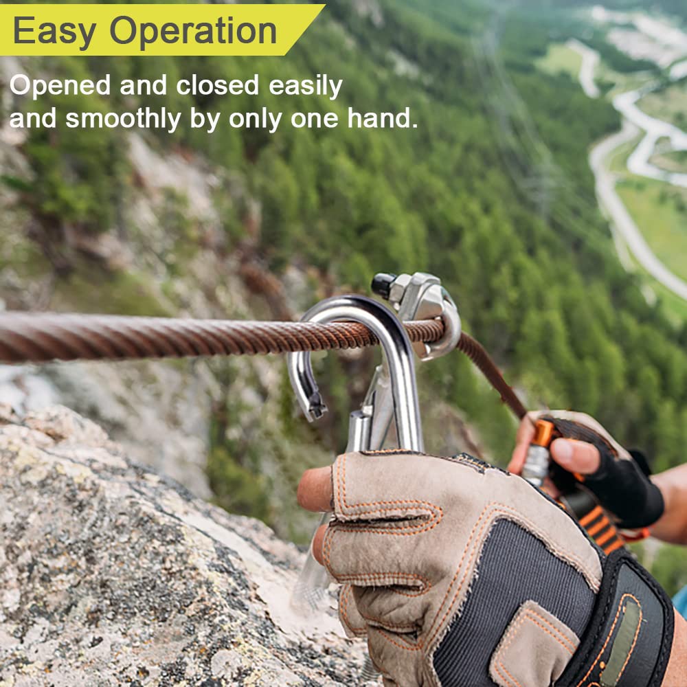 CAIDMOS spring-loaded carabiner with easy-open action for one-handed use