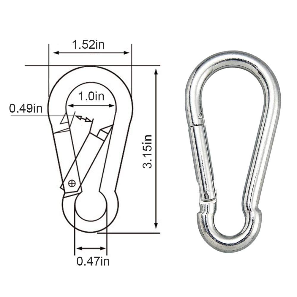 CAIDMOS stainless steel carabiner with 600 lb capacity for rugged tasks