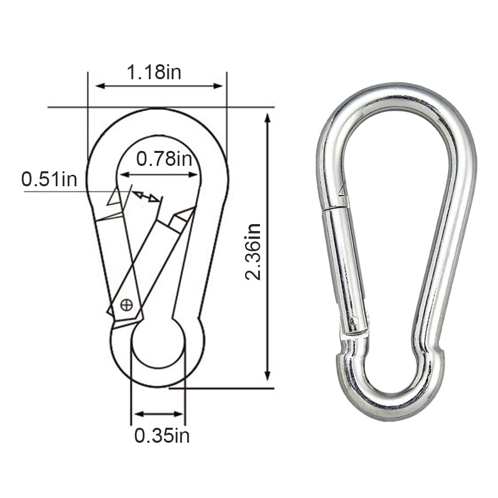 CAIDMOS stainless steel spring snap hook offers smooth one-handed operation.