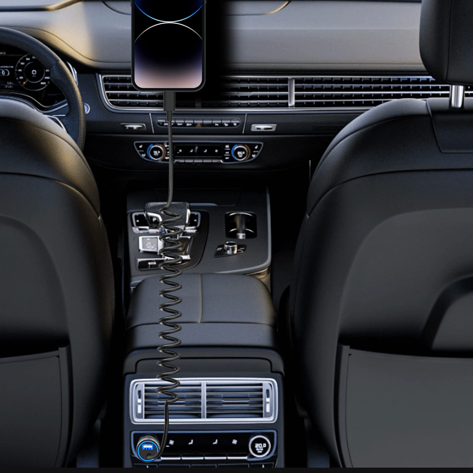 Caiinei sleek design fits dashboards and cup holders discreetly.