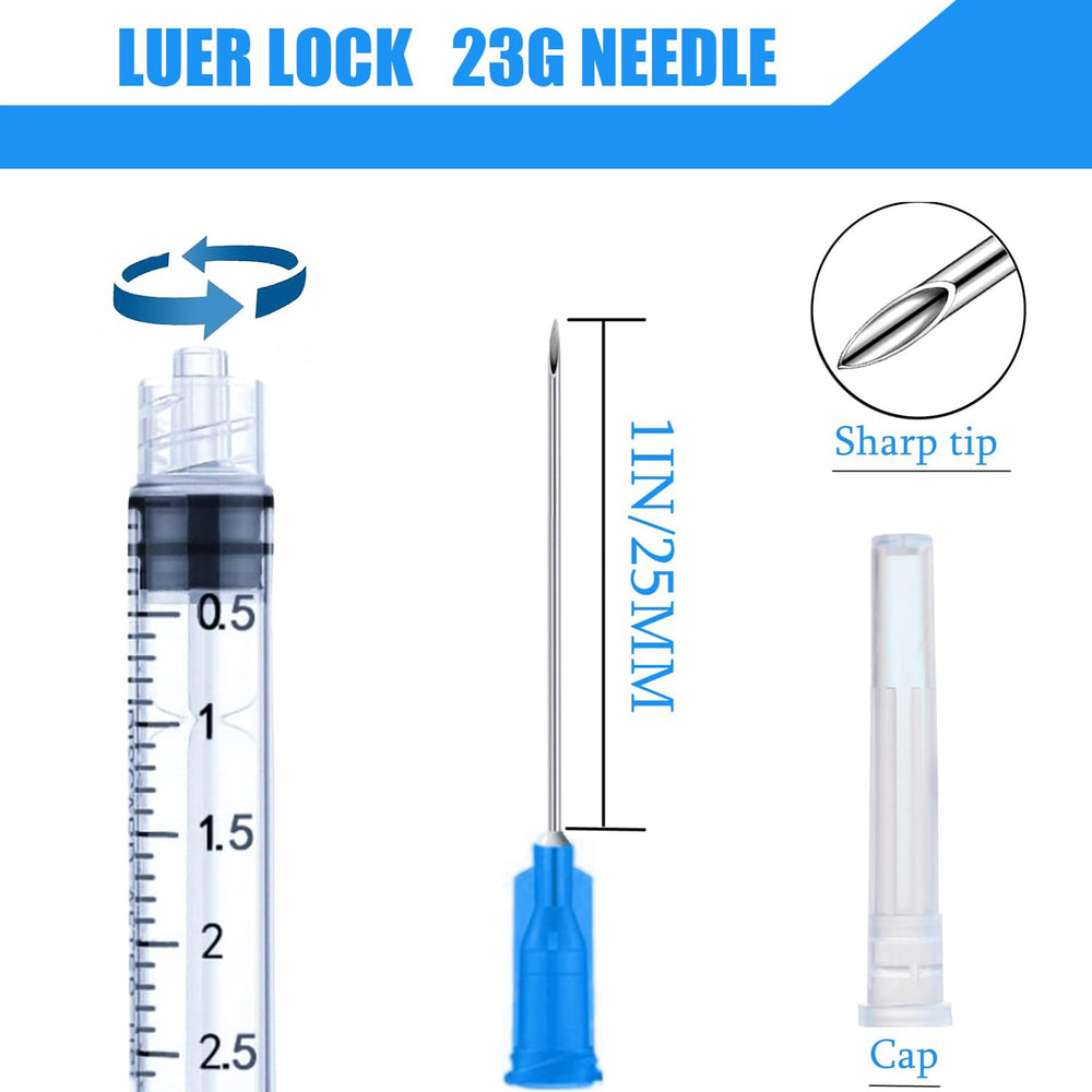 Caivov Luer Lock syringe keeps the needle securely attached for steady use.