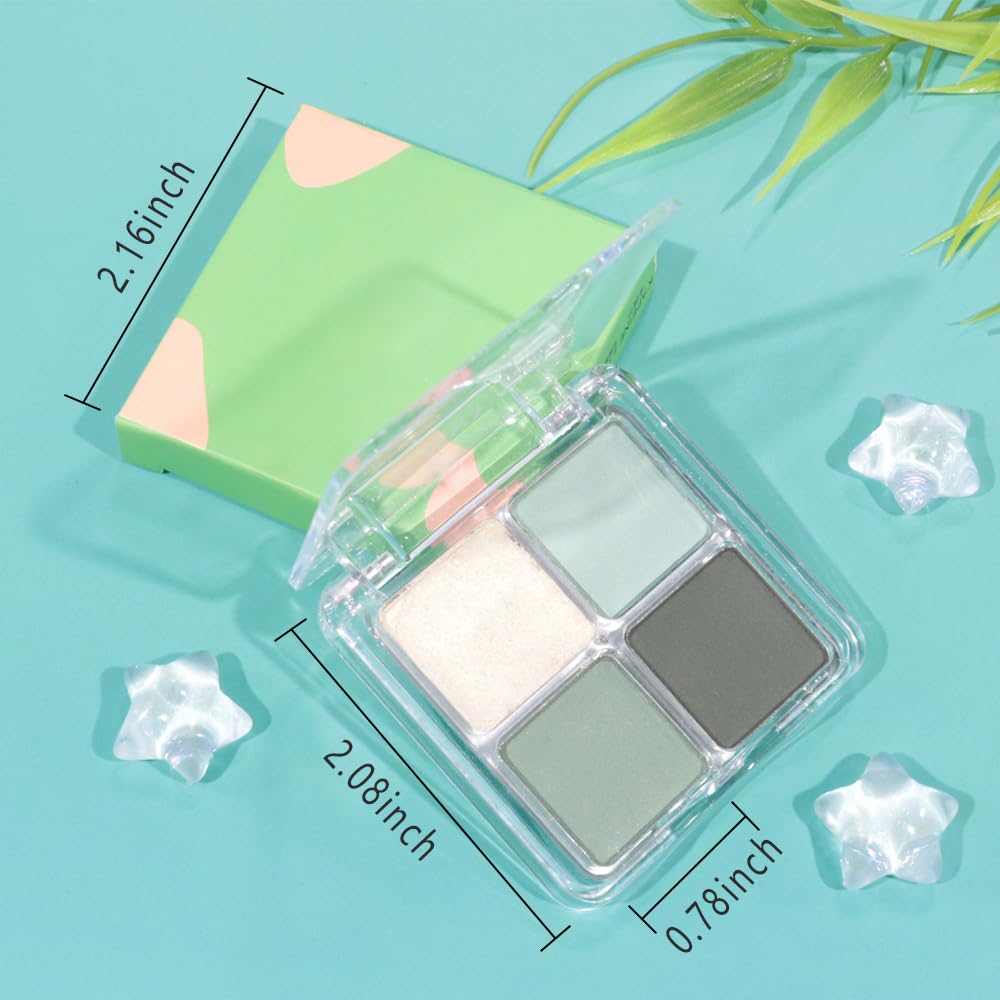 CAKAILA light green eyeshadow palette closeup of pigments and texture.