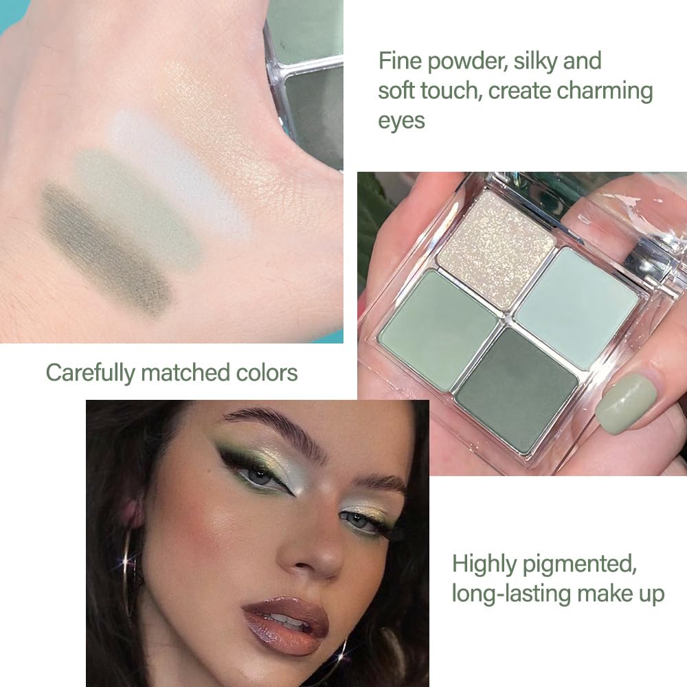 CAKAILA light green eyeshadow palette shimmer shades add subtle glow.