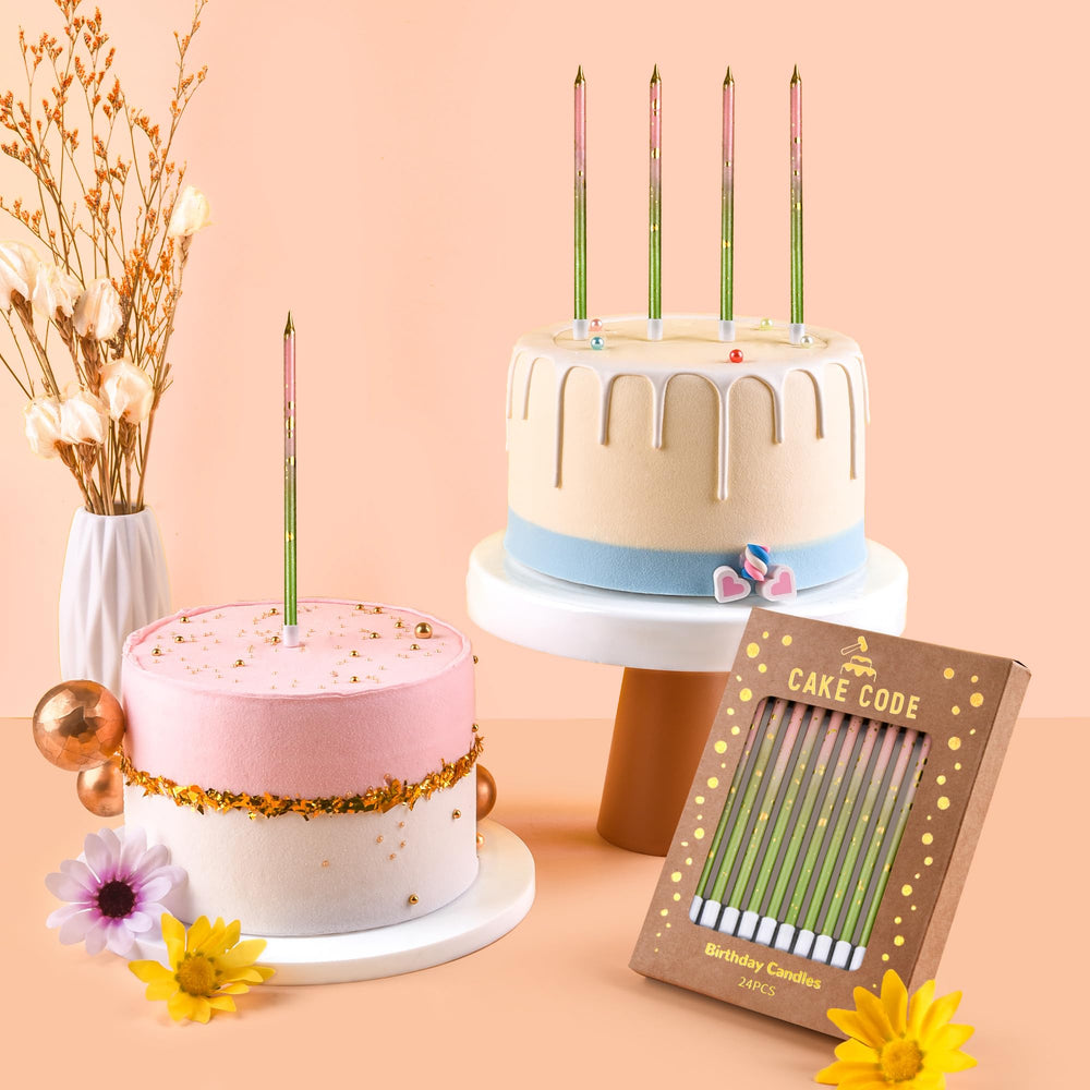 CAKE CODE 24-taper candle set adds dramatic celebratory look to cakes
