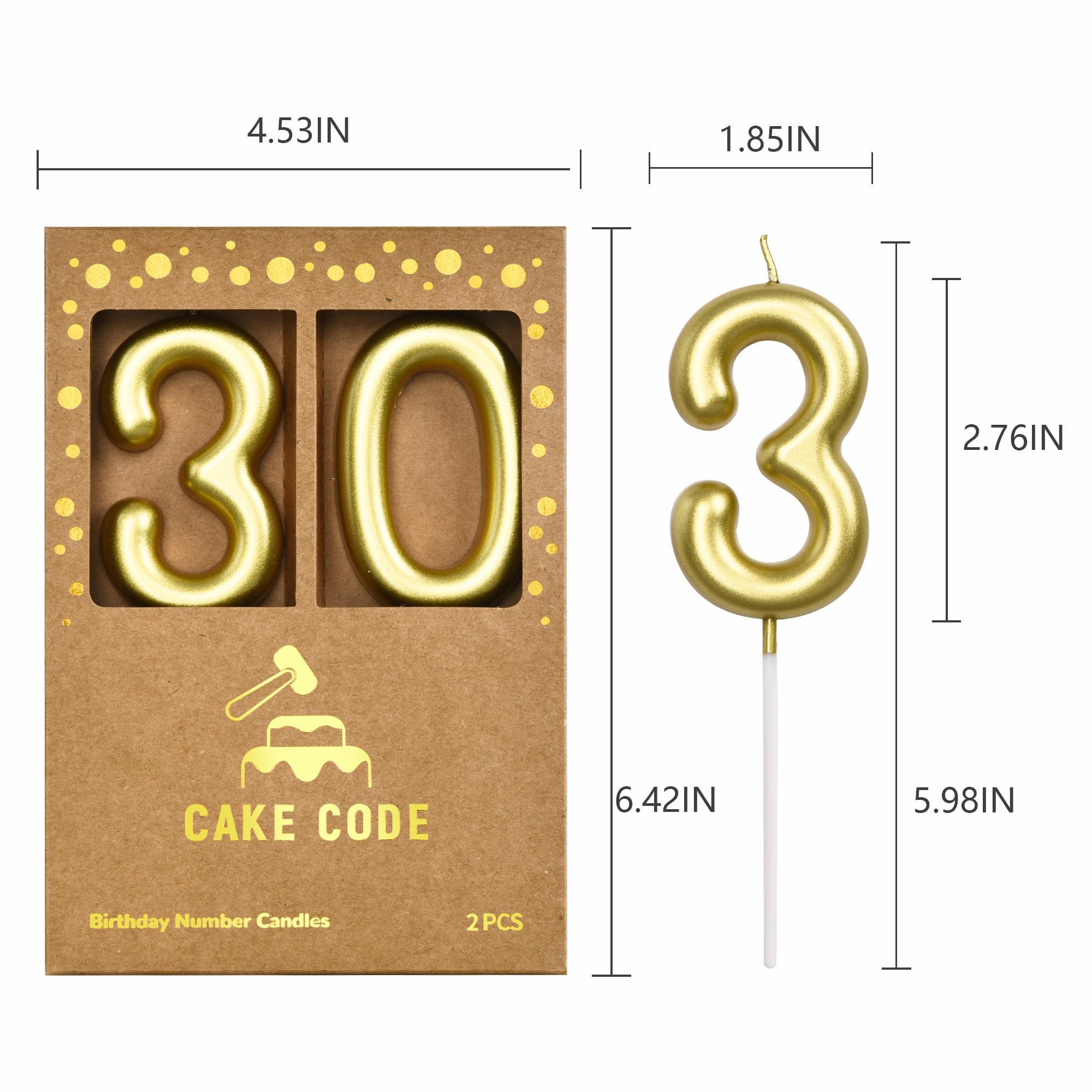 CAKE CODE bakery display-ready gold number candles for photos.