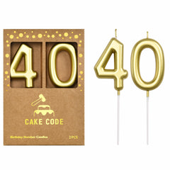 CAKE CODE gold 40-number candle on cake adds elegant birthday flair