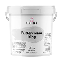 Cake Craft Buttercream icing 3-5lb tub close-up shows silky texture for flawless piping.