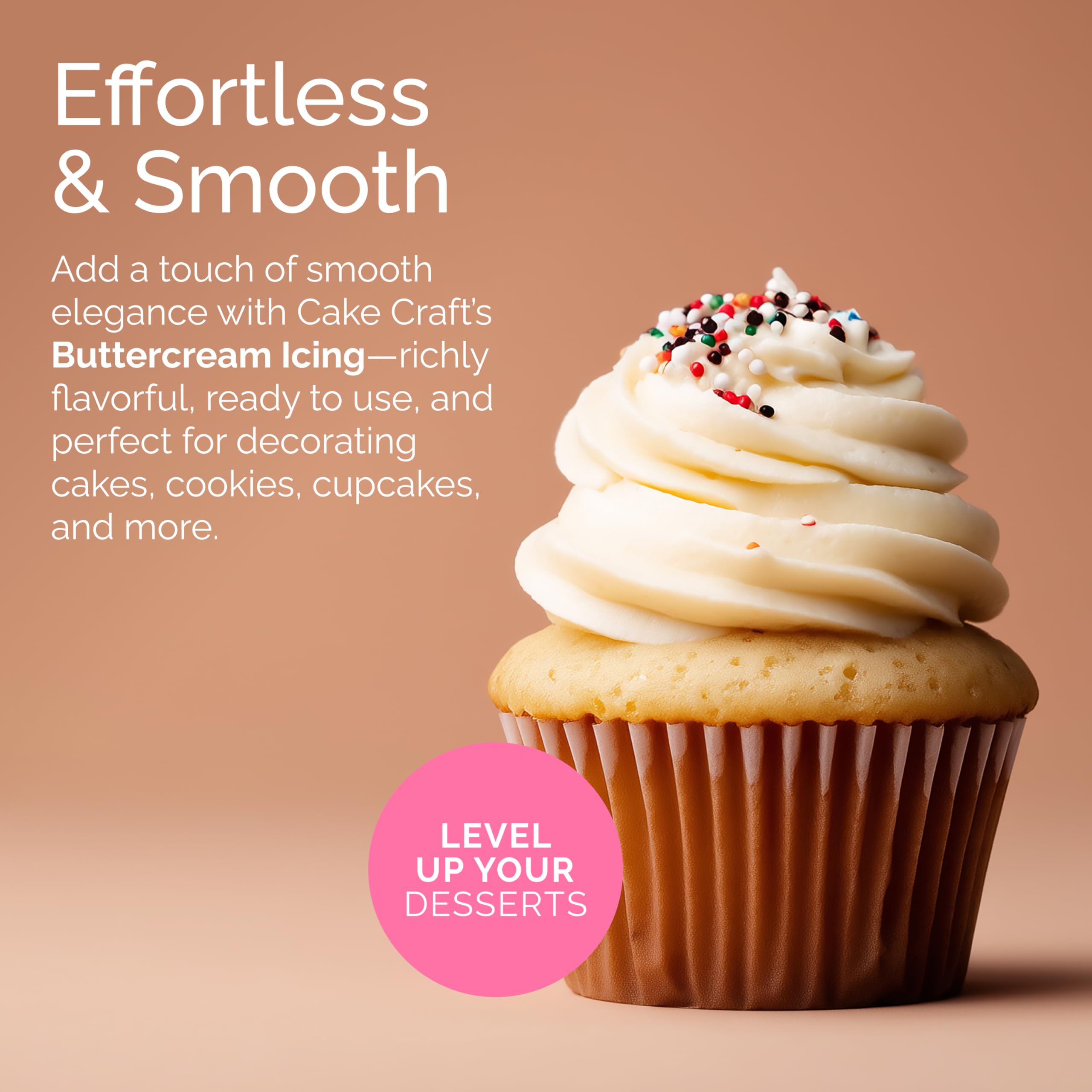 Cake Craft buttercream piping roses on cupcakes demonstrates smooth handling.